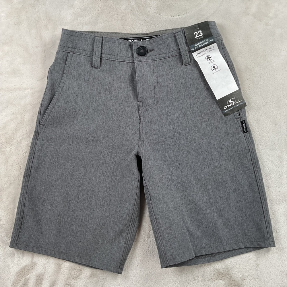 ONeill Kids Hybrid Shorts Heather Grey Hyperdry Hyperfreak Stretch Size 23